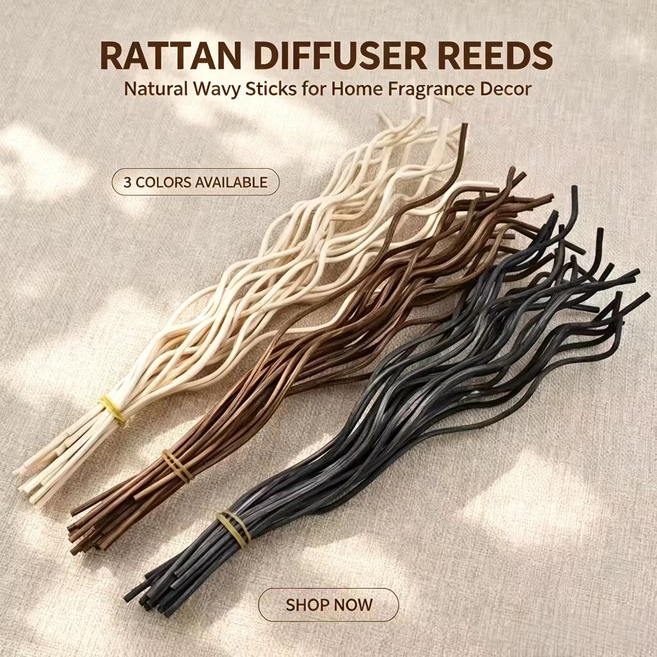 Home Fragrance Diffuser Refills - 20Pcs Long Wavy Rattan Reed Diffuser