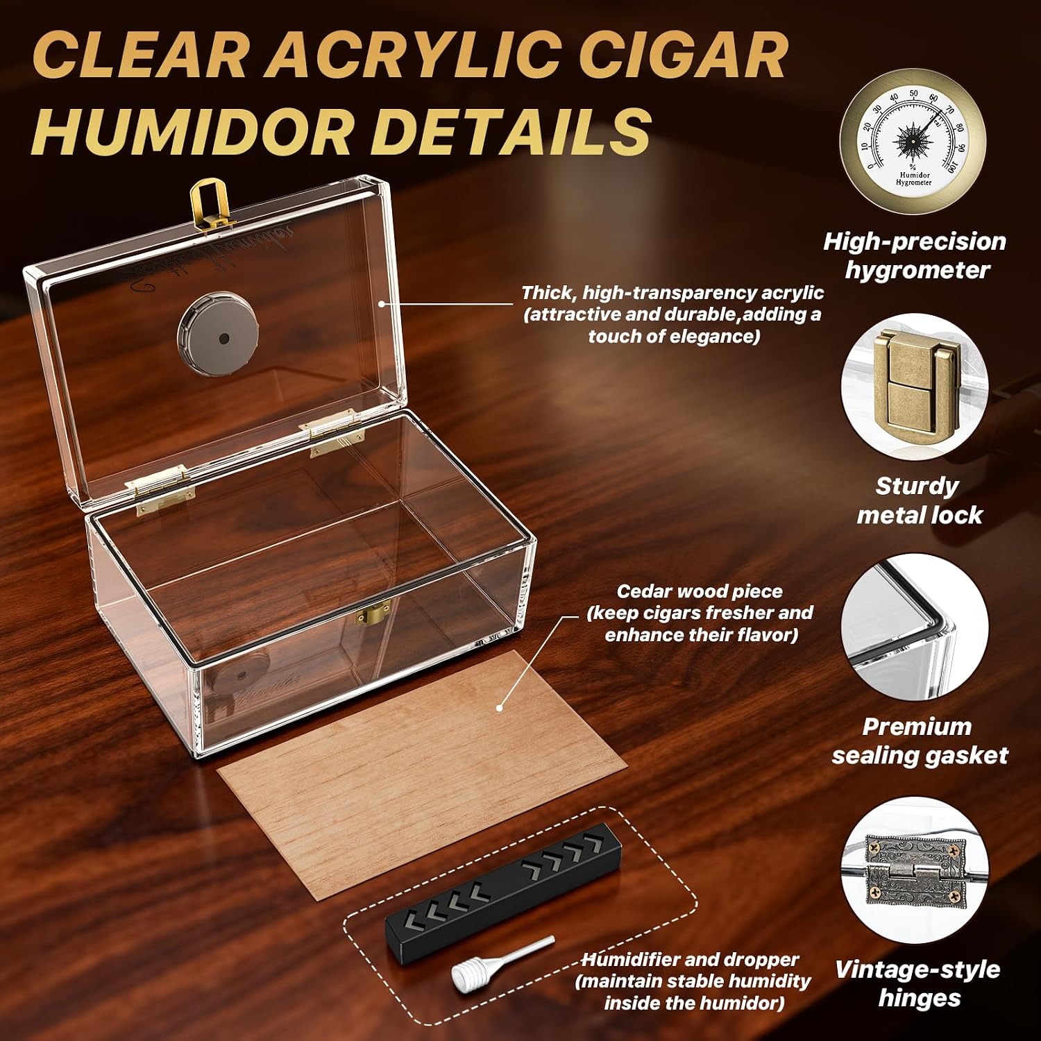 Acrylic Desktop Cigar Humidor  - огляд і ціна Home Fragrance Maple Walnut