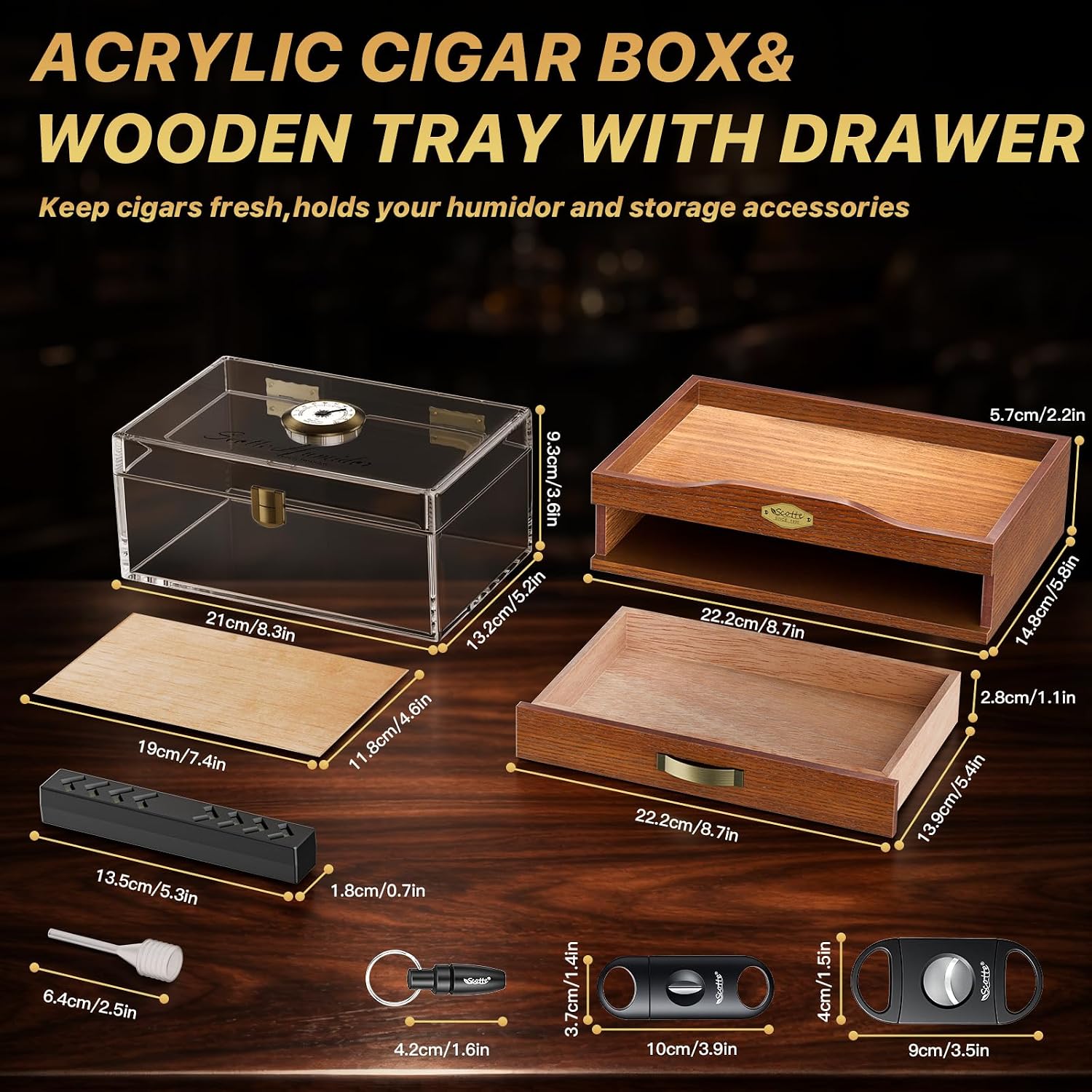 Acrylic Desktop Cigar Humidor  - огляд і ціна Home Fragrance Maple Walnut
