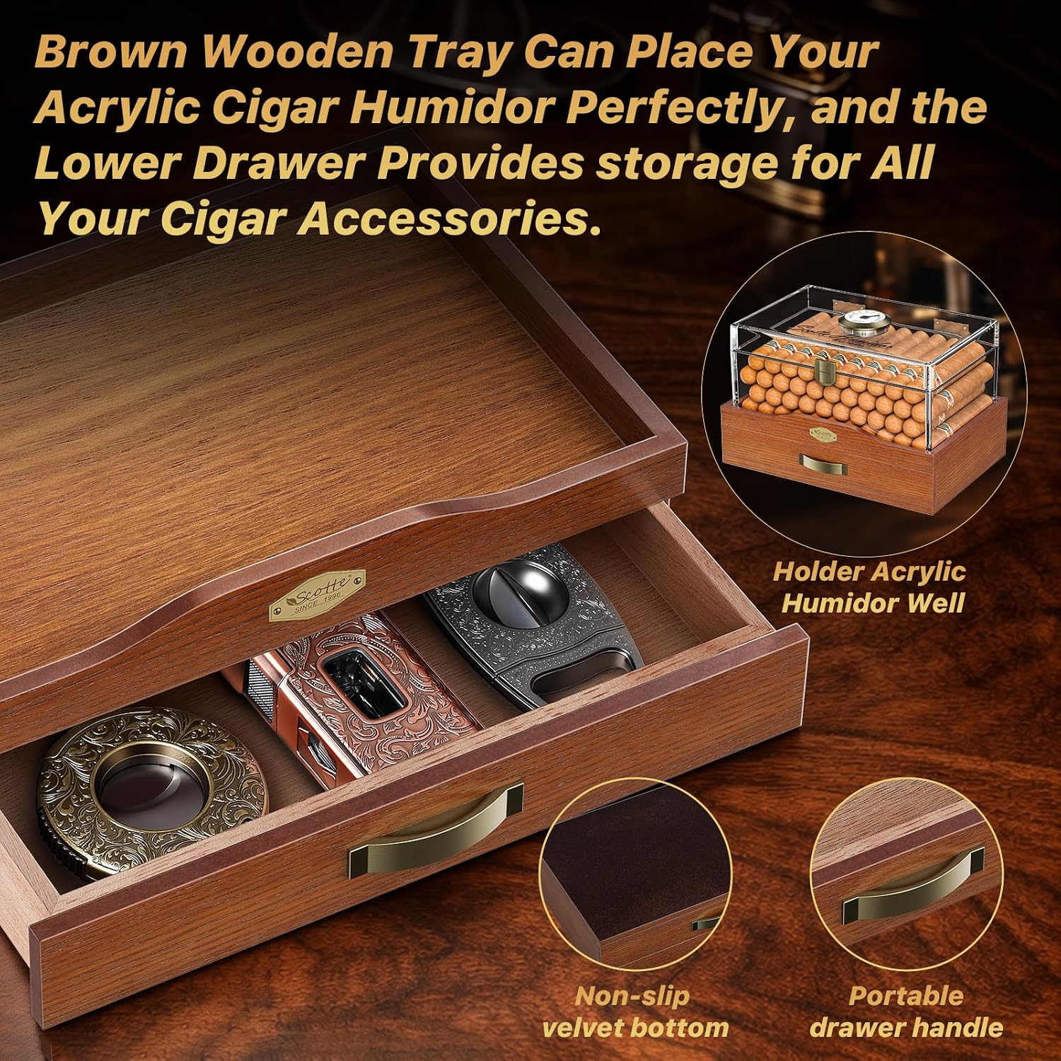 Acrylic Desktop Cigar Humidor  - огляд і ціна Home Fragrance Maple Walnut