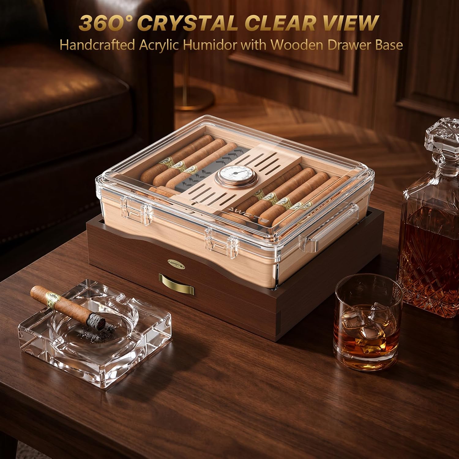 Acrylic Cigar Humidor Box, Des - огляд і ціна Home Fragrance Maple Walnut