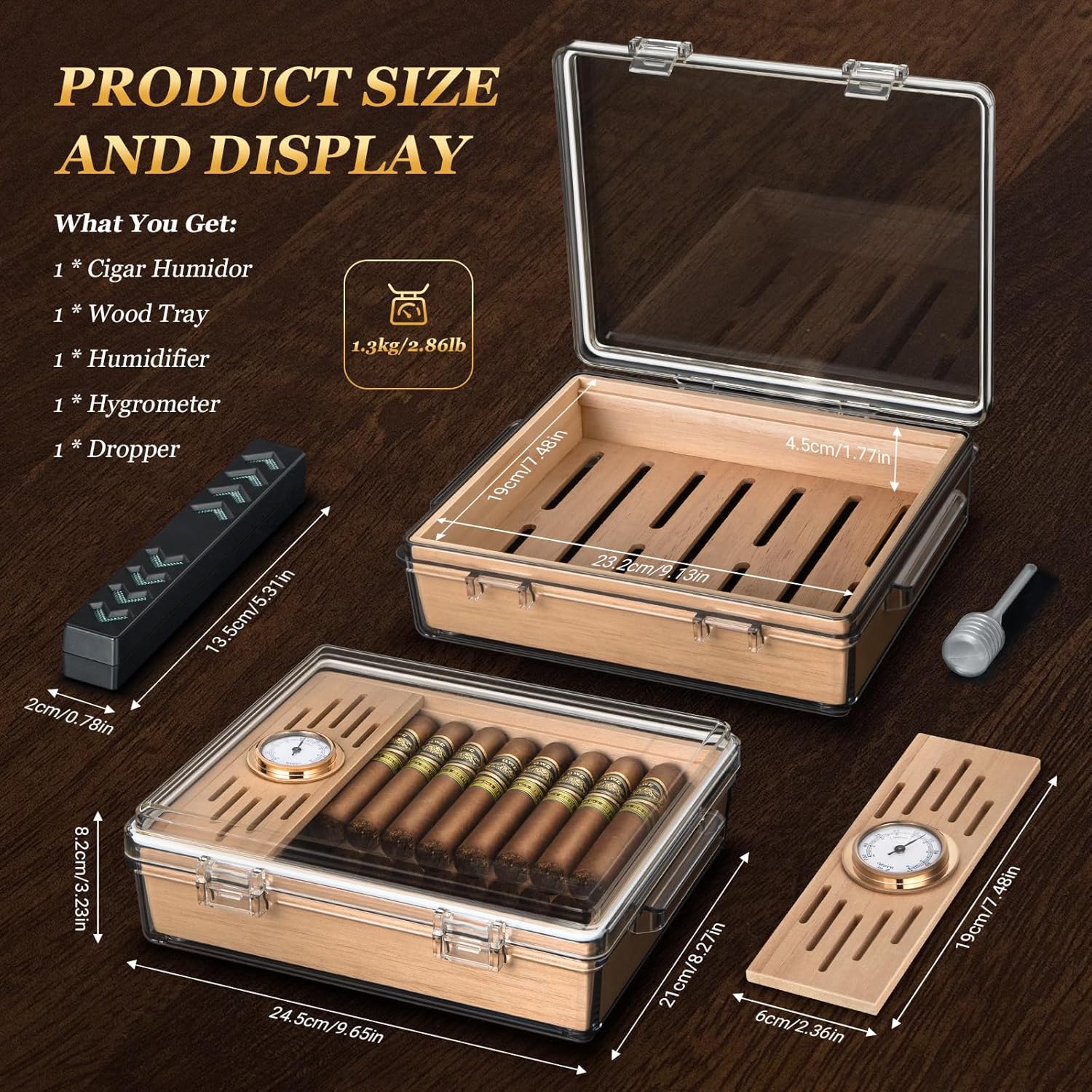 Acrylic Cigar Humidor, Box wit - огляд і ціна Home Fragrance Maple Walnut