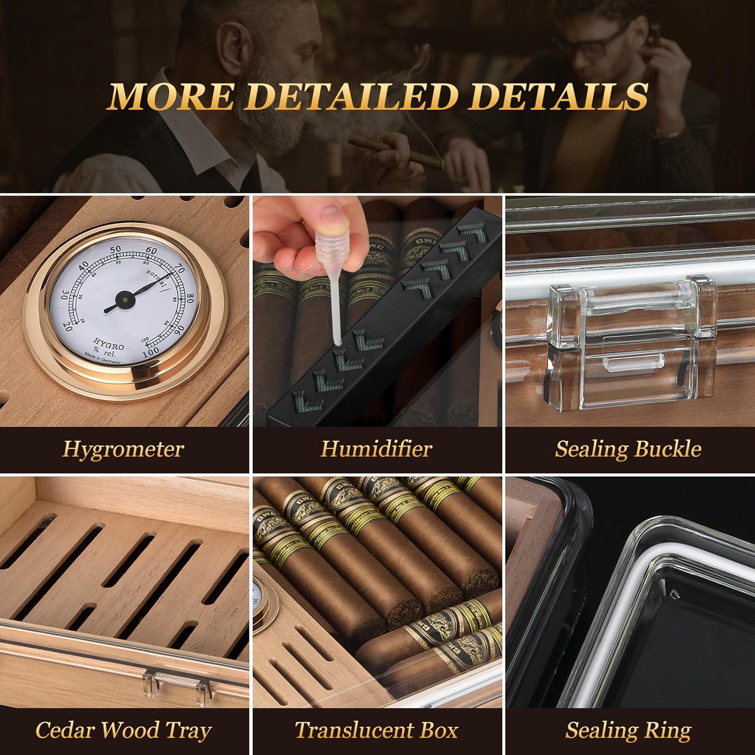 Acrylic Cigar Humidor, Box wit - огляд і ціна Home Fragrance Maple Walnut