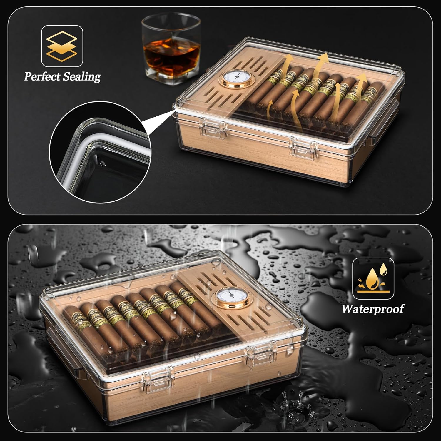 Acrylic Cigar Humidor, Box wit - огляд і ціна Home Fragrance Maple Walnut